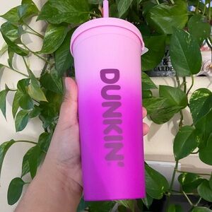 Dunkin Pink and Purple Two-Tone Color Rainbow Collection Tumbler NWT